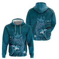 Samoa Tatau Marlin Hoodie With Siapo Motifs Teal LT05 - Polynesian Pride