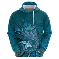 Samoa Tatau Marlin Hoodie With Siapo Motifs Teal LT05 - Polynesian Pride