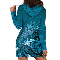 Samoa Tatau Marlin Hoodie Dress With Siapo Motifs Teal