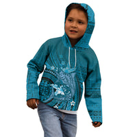 Samoa Tatau Marlin Kid Hoodie With Siapo Motifs Teal