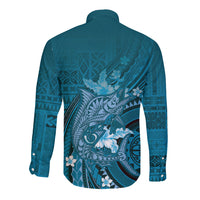 Samoa Tatau Marlin Long Sleeve Button Shirt With Siapo Motifs Teal