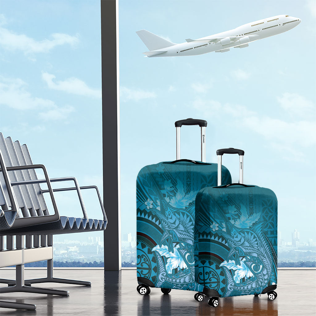Samoa Tatau Marlin Luggage Cover With Siapo Motifs Teal