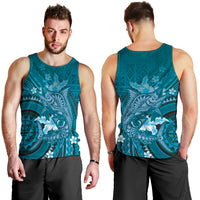 Samoa Tatau Marlin Men Tank Top With Siapo Motifs Teal