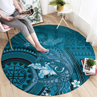 Samoa Tatau Marlin Round Carpet With Siapo Motifs Teal