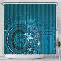 Samoa Tatau Marlin Shower Curtain With Siapo Motifs Teal