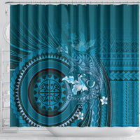 Samoa Tatau Marlin Shower Curtain With Siapo Motifs Teal