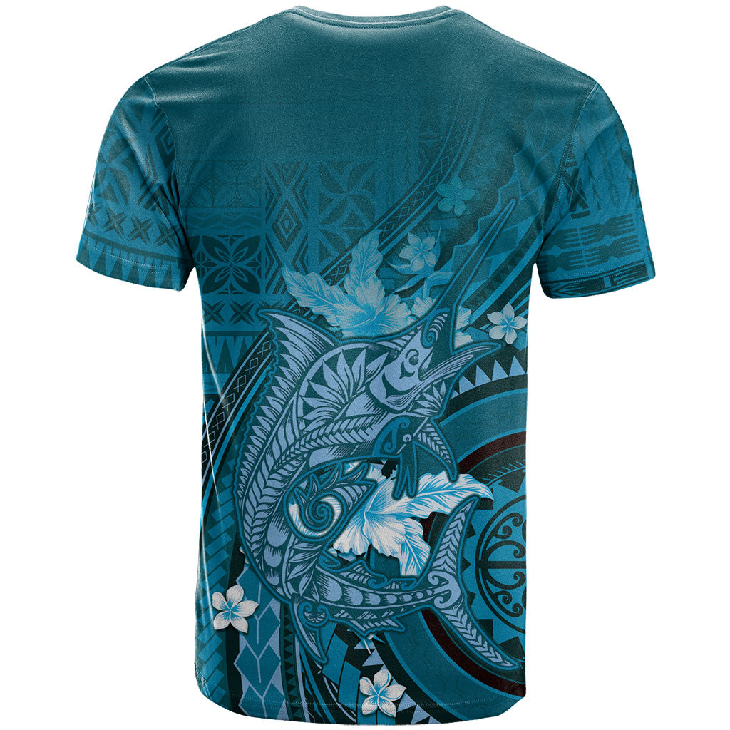 Samoa Tatau Marlin T Shirt With Siapo Motifs Teal