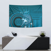 Samoa Tatau Marlin Tapestry With Siapo Motifs Teal