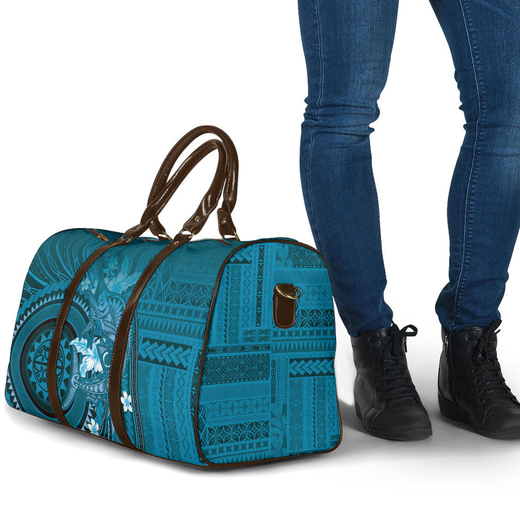 Samoa Tatau Marlin Travel Bag With Siapo Motifs Teal LT05 - Polynesian Pride