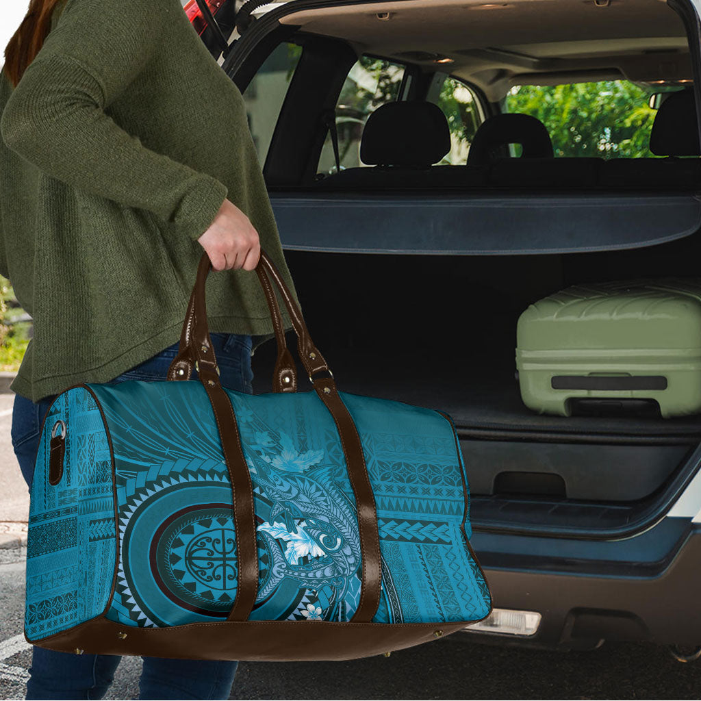 Samoa Tatau Marlin Travel Bag With Siapo Motifs Teal LT05 - Polynesian Pride
