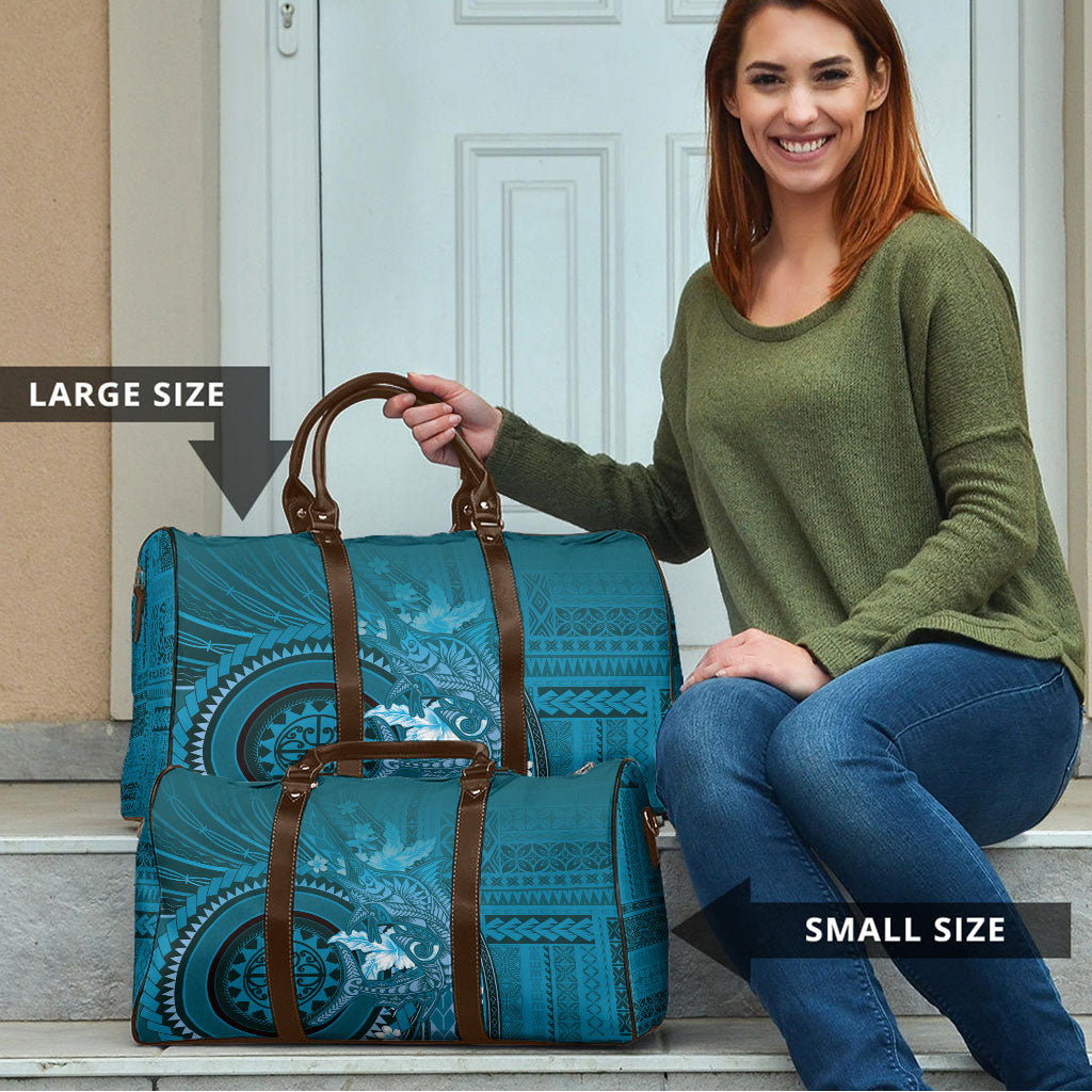 Samoa Tatau Marlin Travel Bag With Siapo Motifs Teal LT05 - Polynesian Pride