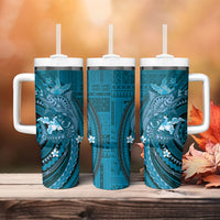 Samoa Tatau Marlin Tumbler With Handle With Siapo Motifs Teal