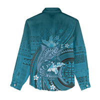 Samoa Tatau Marlin Women Casual Shirt With Siapo Motifs Teal