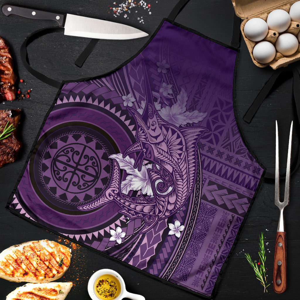 Samoa Tatau Marlin Apron With Siapo Motifs Violet