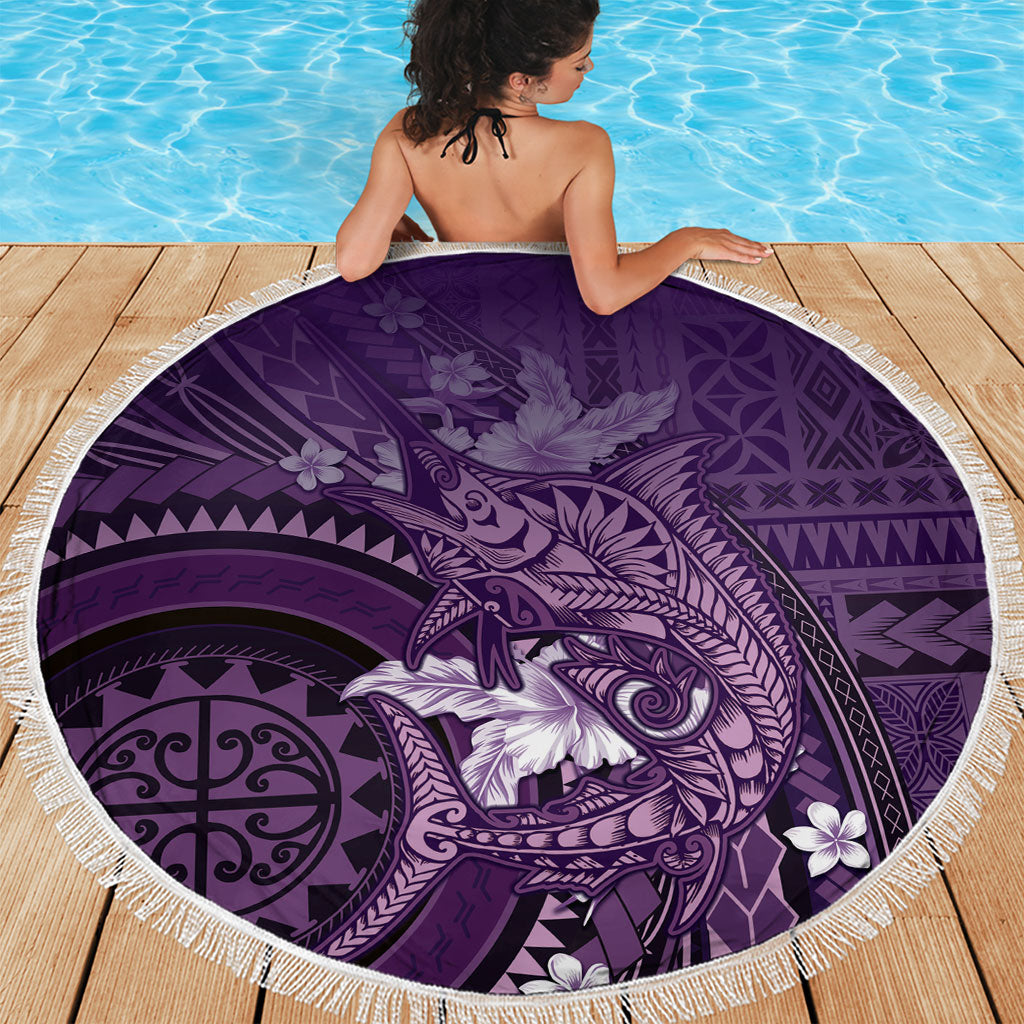 Samoa Tatau Marlin Beach Blanket With Siapo Motifs Violet