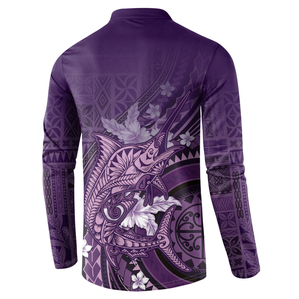 Samoa Tatau Marlin Button Sweatshirt With Siapo Motifs Violet