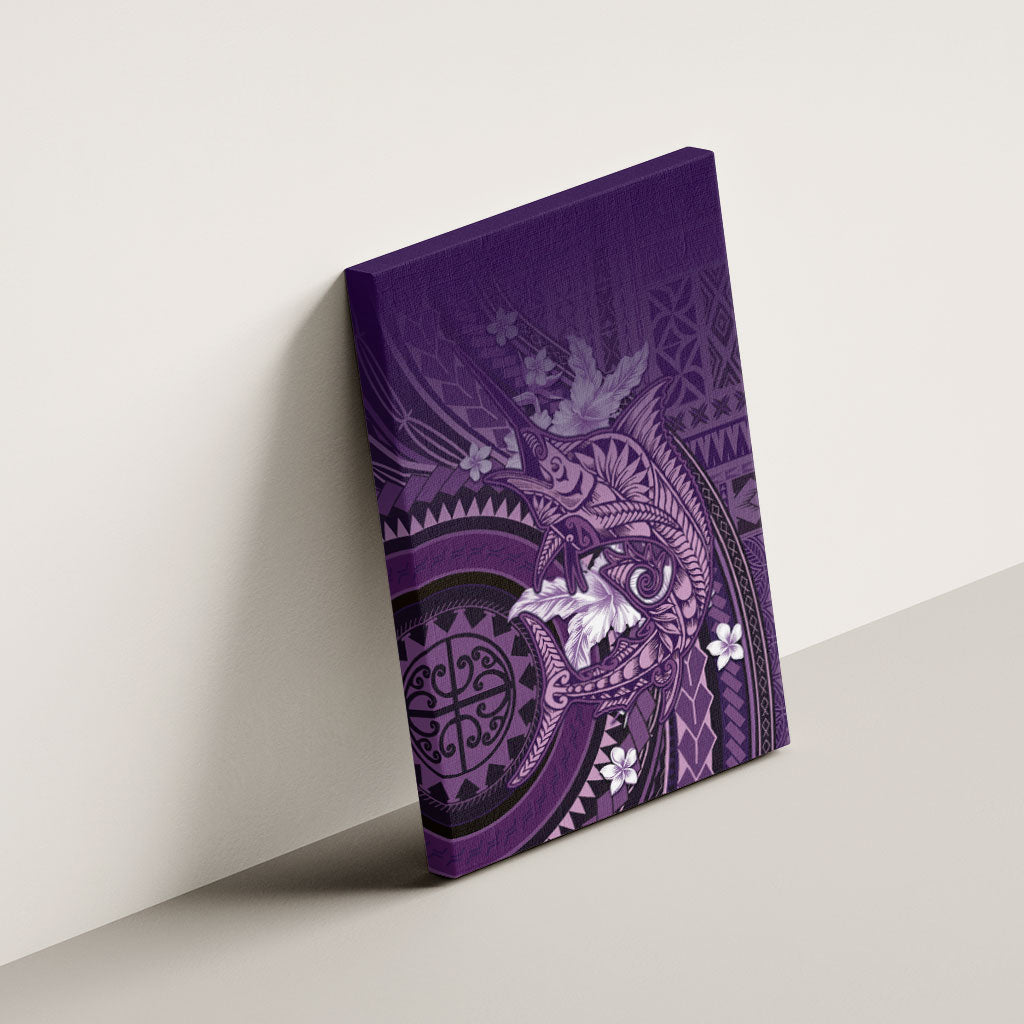 Samoa Tatau Marlin Canvas Wall Art With Siapo Motifs Violet