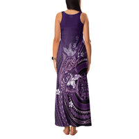Samoa Tatau Marlin Family Matching Tank Maxi Dress and Hawaiian Shirt With Siapo Motifs Violet LT05 - Polynesian Pride