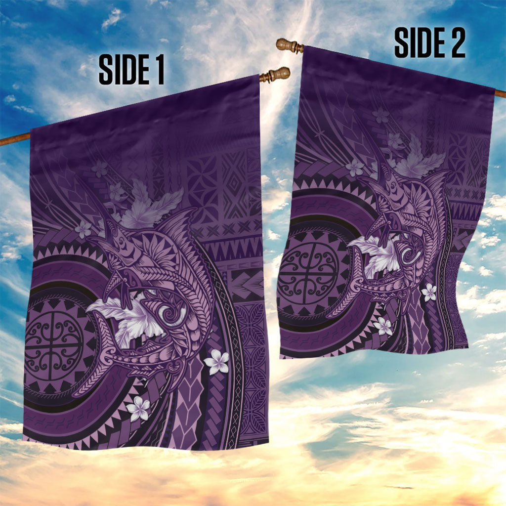 Samoa Tatau Marlin Garden Flag With Siapo Motifs Violet LT05 - Polynesian Pride