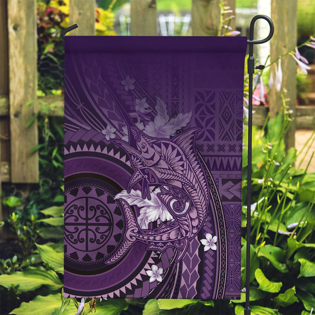 Samoa Tatau Marlin Garden Flag With Siapo Motifs Violet LT05 Garden Flag Violet - Polynesian Pride