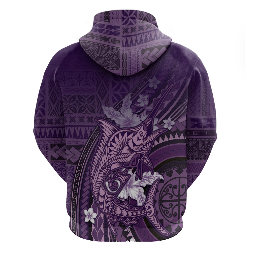 Samoa Tatau Marlin Hoodie With Siapo Motifs Violet
