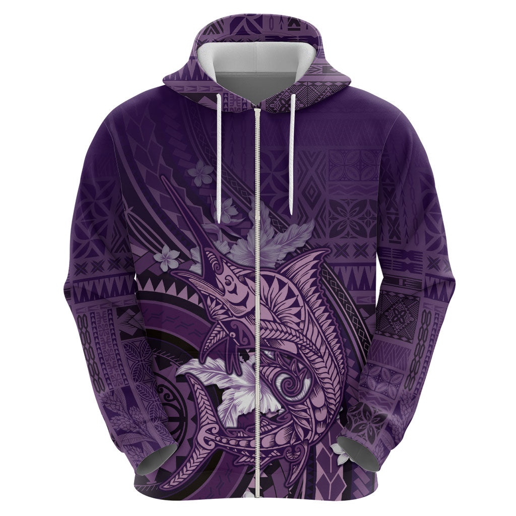 Samoa Tatau Marlin Hoodie With Siapo Motifs Violet