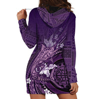 Samoa Tatau Marlin Hoodie Dress With Siapo Motifs Violet LT05 - Polynesian Pride