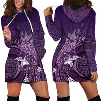 Samoa Tatau Marlin Hoodie Dress With Siapo Motifs Violet LT05 - Polynesian Pride