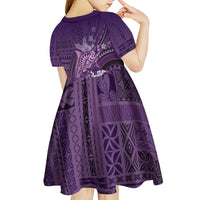Samoa Tatau Marlin Kid Short Sleeve Dress With Siapo Motifs Violet LT05 - Polynesian Pride