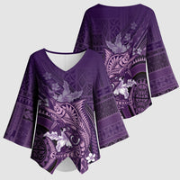 Samoa Tatau Marlin Kimono Sleeve Blouse With Siapo Motifs Violet