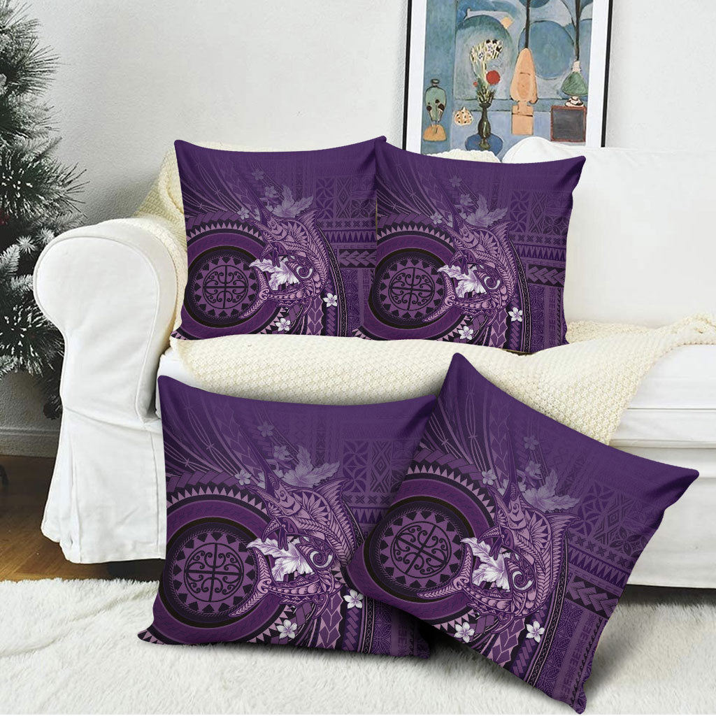 Samoa Tatau Marlin Pillow Cover With Siapo Motifs Violet