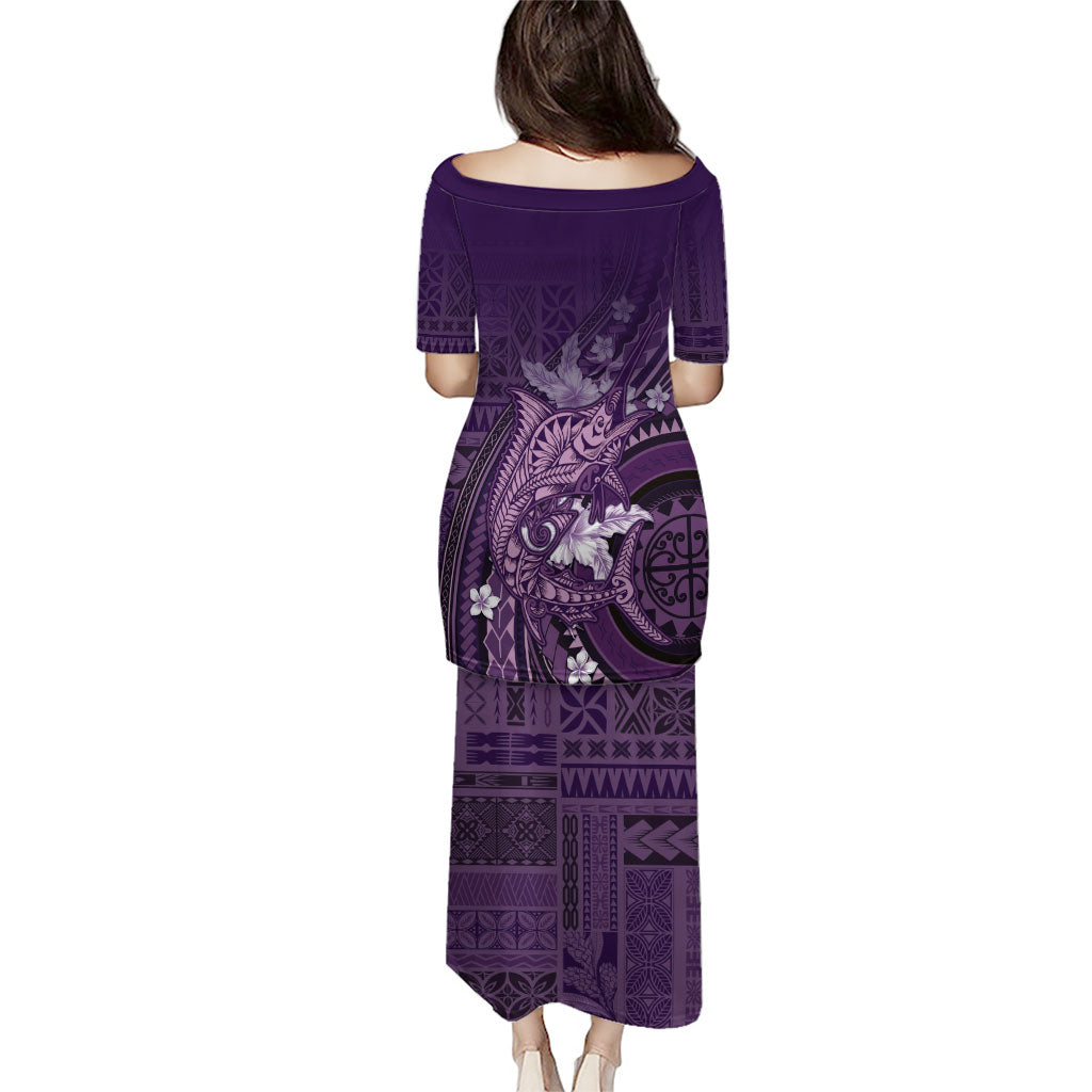 Samoa Tatau Marlin Puletasi With Siapo Motifs Violet