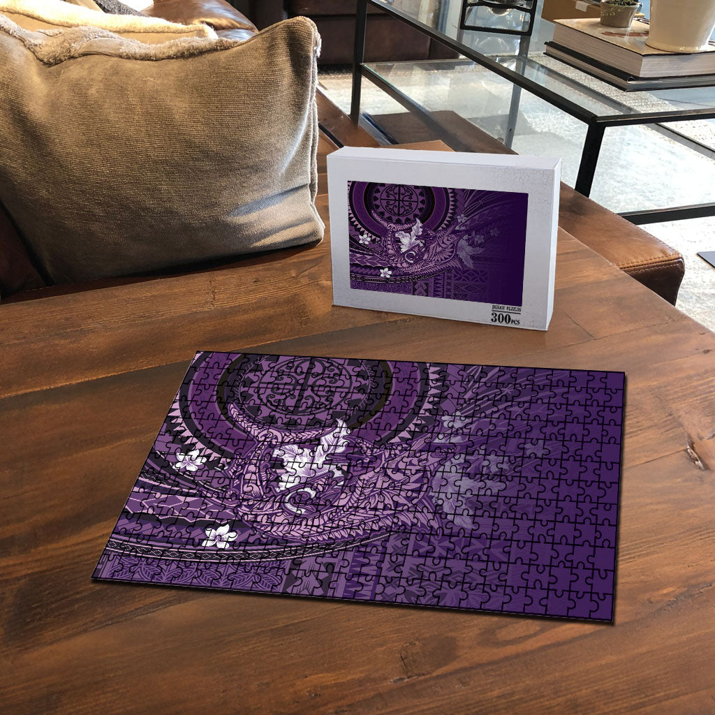 Samoa Tatau Marlin Puzzle With Siapo Motifs Violet