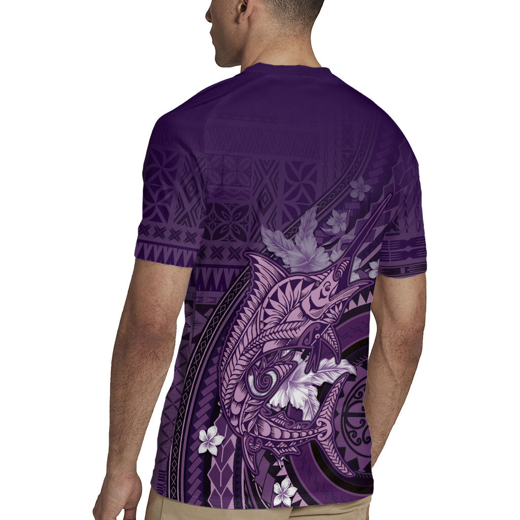 Samoa Tatau Marlin Rugby Jersey With Siapo Motifs Violet LT05 - Polynesian Pride