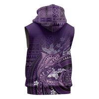 Samoa Tatau Marlin Sleeveless Hoodie With Siapo Motifs Violet