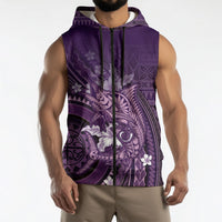 Samoa Tatau Marlin Sleeveless Zip Hoodie With Siapo Motifs Violet