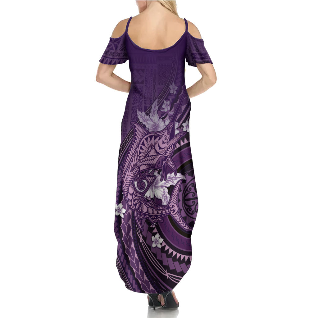 Samoa Tatau Marlin Summer Maxi Dress With Siapo Motifs Violet