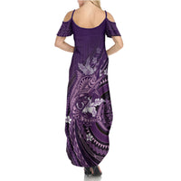Samoa Tatau Marlin Summer Maxi Dress With Siapo Motifs Violet