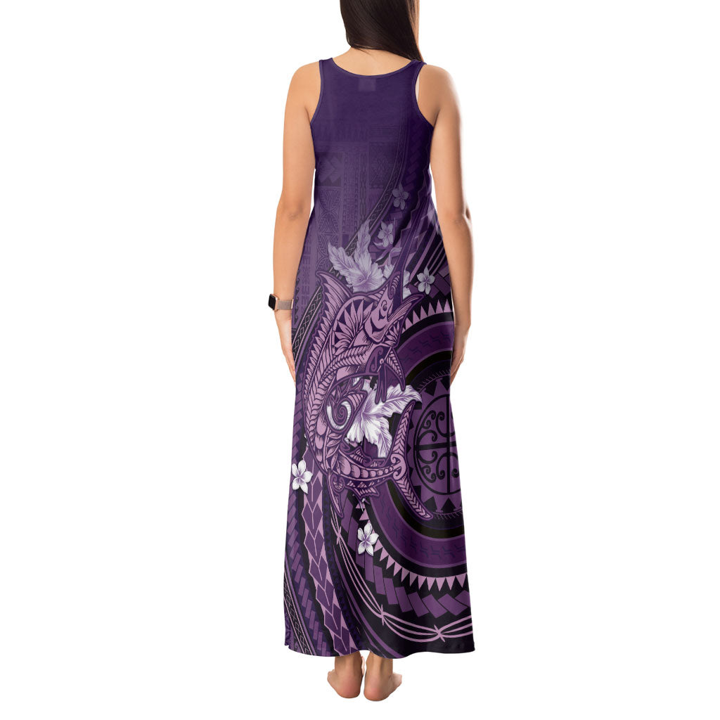 Samoa Tatau Marlin Tank Maxi Dress With Siapo Motifs Violet