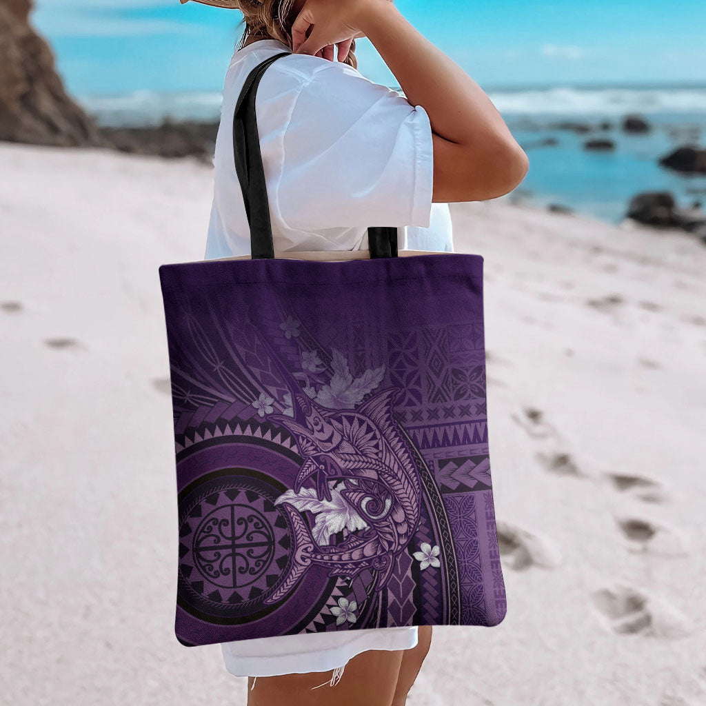 Samoa Tatau Marlin Tote Bag With Siapo Motifs Violet