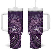 Samoa Tatau Marlin Tumbler With Handle With Siapo Motifs Violet LT05 One Size: 40 oz Violet - Polynesian Pride