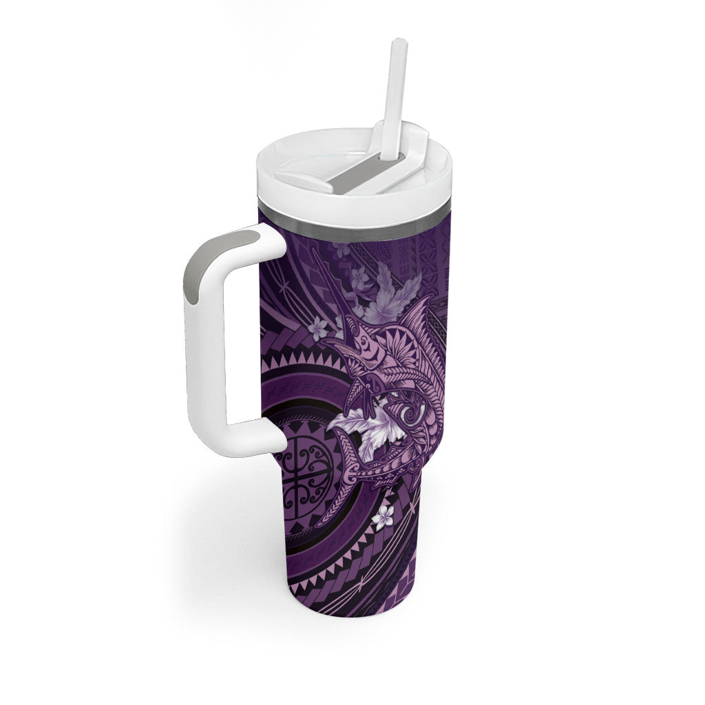Samoa Tatau Marlin Tumbler With Handle With Siapo Motifs Violet LT05 - Polynesian Pride