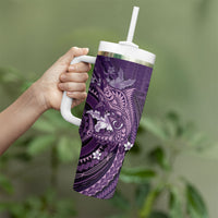 Samoa Tatau Marlin Tumbler With Handle With Siapo Motifs Violet LT05 - Polynesian Pride