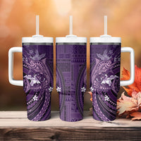 Samoa Tatau Marlin Tumbler With Handle With Siapo Motifs Violet LT05 - Polynesian Pride