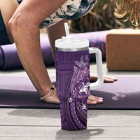 Samoa Tatau Marlin Tumbler With Handle With Siapo Motifs Violet LT05 - Polynesian Pride