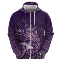 Samoa Tatau Marlin Zip Hoodie With Siapo Motifs Violet