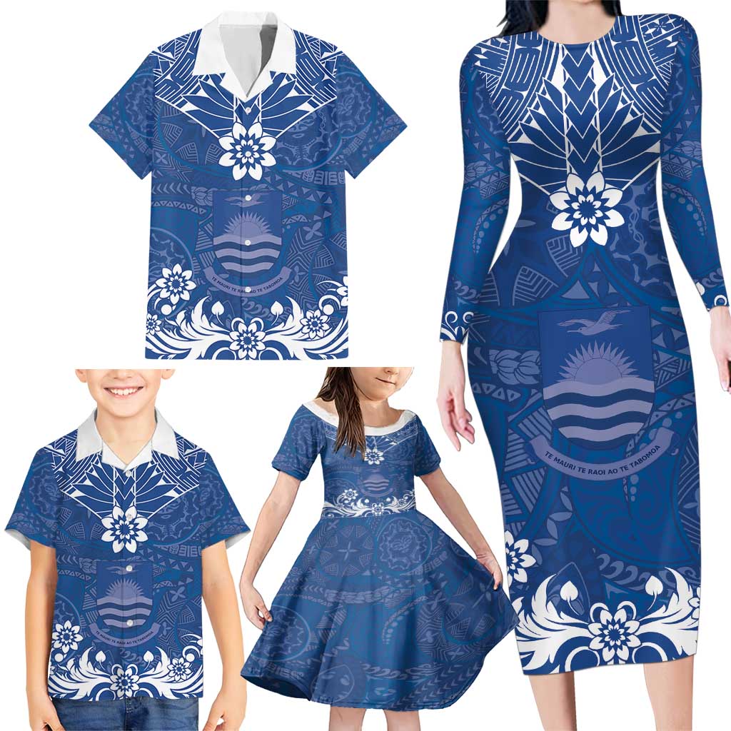 Wikin te Taetae ni Kiribati Family Matching Long Sleeve Bodycon Dress and Hawaiian Shirt Pacific Tapa Pattern LT05 - Polynesian Pride