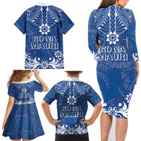 Wikin te Taetae ni Kiribati Family Matching Long Sleeve Bodycon Dress and Hawaiian Shirt Pacific Tapa Pattern LT05 - Polynesian Pride