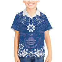 Wikin te Taetae ni Kiribati Family Matching Mermaid Dress and Hawaiian Shirt Pacific Tapa Pattern LT05 Son's Shirt Blue - Polynesian Pride