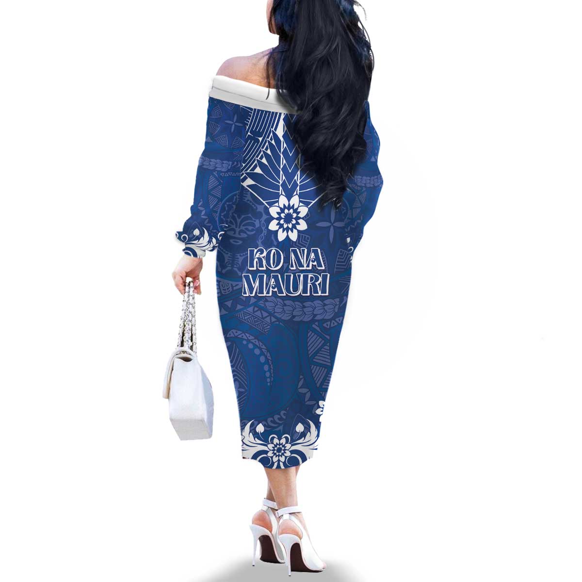 Wikin te Taetae ni Kiribati Family Matching Off The Shoulder Long Sleeve Dress and Hawaiian Shirt Pacific Tapa Pattern LT05 - Polynesian Pride